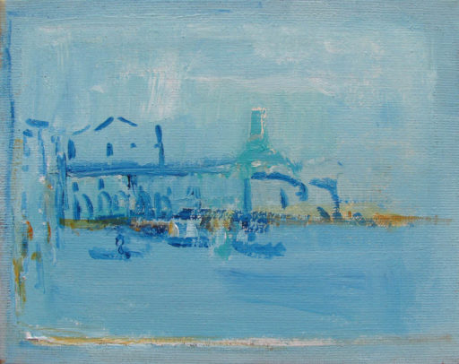 2010 Acrylique - Ville marine bleue 24x30